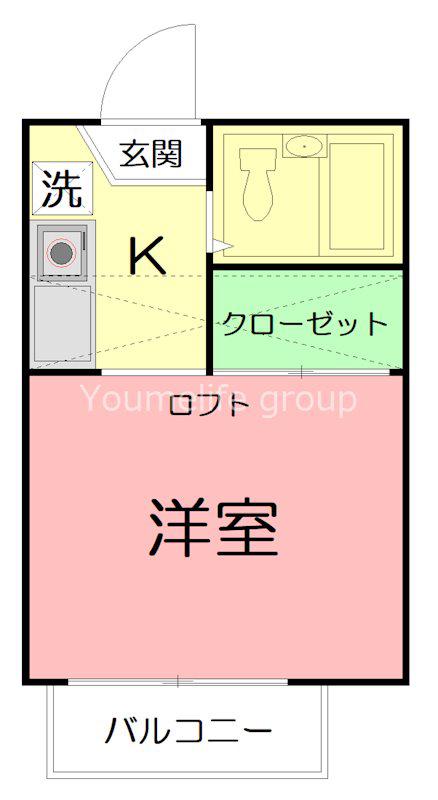 カーサ鵠沼(1K/2階)の間取り写真