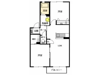 ラシエロC(2LDK/2階)の間取り写真