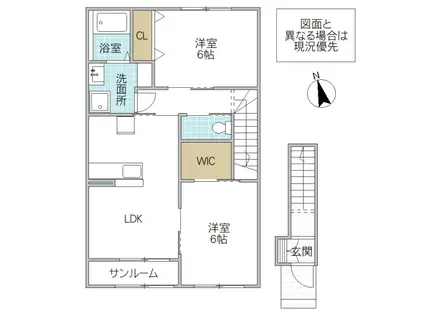 リッツガーデン吉沢 B棟(2LDK/2階)の間取り写真