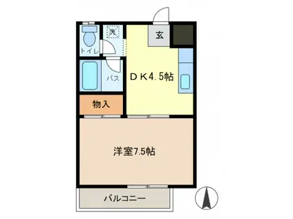 メゾンふじ(1DK/3階)の間取り写真