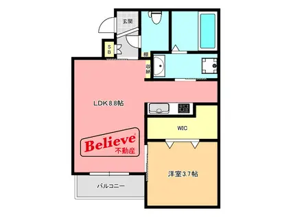 CHERIM西鉄久留米IV(1LDK/3階)の間取り写真