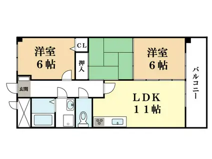 ドリームコート学研(3LDK/4階)の間取り写真