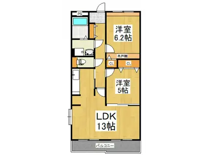 GRACE GARDENA(2LDK/3階)の間取り写真