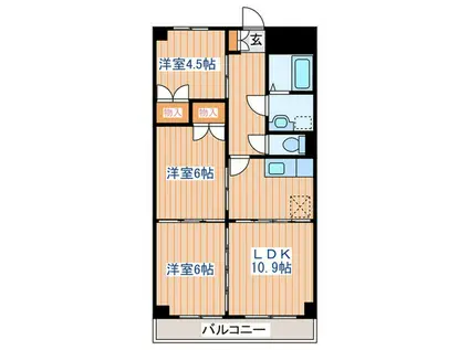 高砂ミューハイツ(3LDK/1階)の間取り写真