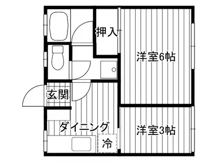 国立第1グリーンコーポ(2K/1階)の間取り写真