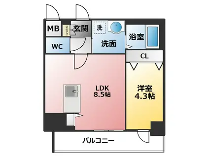 プレサンス名古屋ルーカス(1LDK/2階)の間取り写真