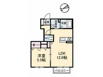 CASA VIVACEカーサ ヴィヴァーチェ(1LDK/1階)の間取り写真