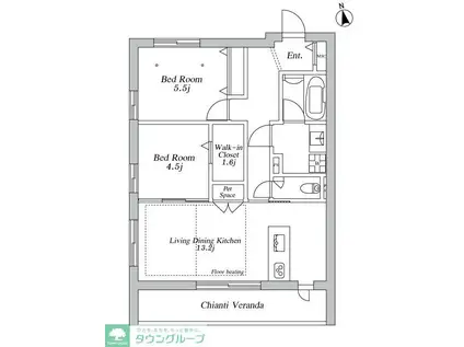 登戸メゾン東棟(2LDK/2階)の間取り写真