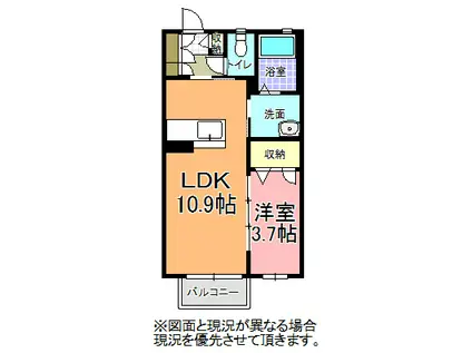 アムールY(1LDK/1階)の間取り写真