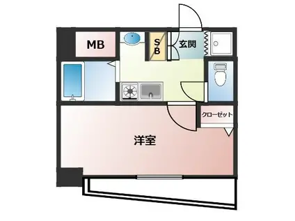 エスリード東梅田(1K/2階)の間取り写真