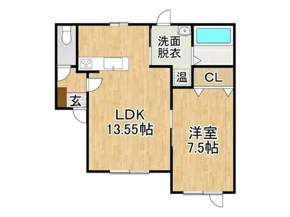 CLASS豊頃I(1LDK/2階)の間取り写真