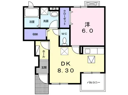 バースプレイス弐番館(1DK/1階)の間取り写真