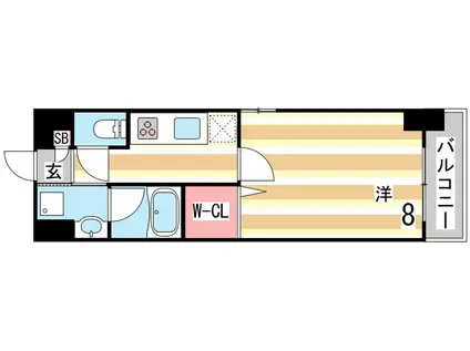 ウエストヒルズ大倉山(1K/6階)の間取り写真