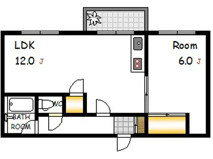 スカイビル(1LDK/4階)の間取り写真