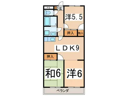 J・I甲府第一マンション(3LDK/3階)の間取り写真