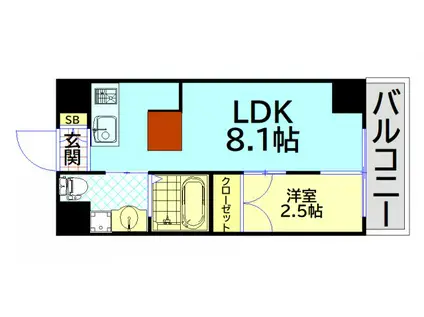 アイボリーポワント難波ウエスト(1LDK/9階)の間取り写真