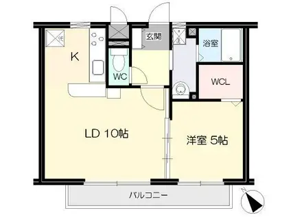 アステール(1LDK/2階)の間取り写真