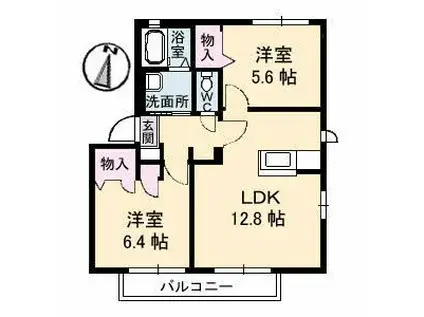 SQUARE35F棟(2LDK/2階)の間取り写真
