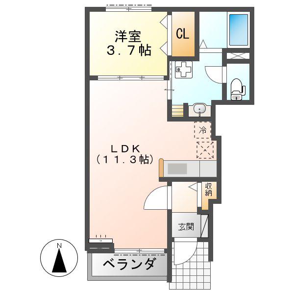 スリール ハウス I棟(1LDK/1階)の間取り写真