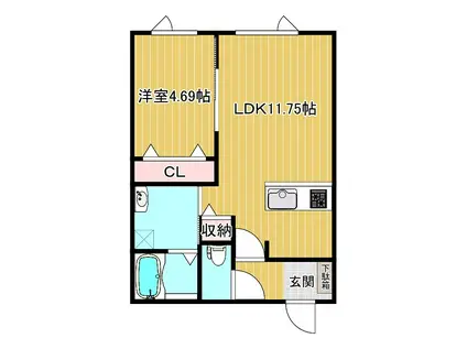ノアール(1LDK/1階)の間取り写真
