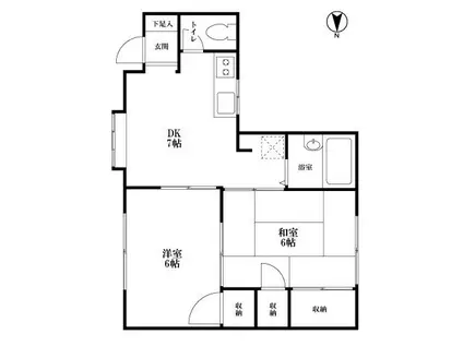 リバティハウスA(2DK/1階)の間取り写真