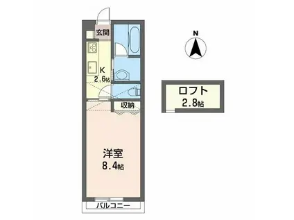 タウンコートエイト(1K/1階)の間取り写真