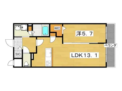 アンシャンテ岡本町(1LDK/1階)の間取り写真