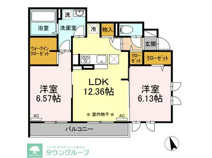 サンヒュッゲ(2LDK/1階)の間取り写真