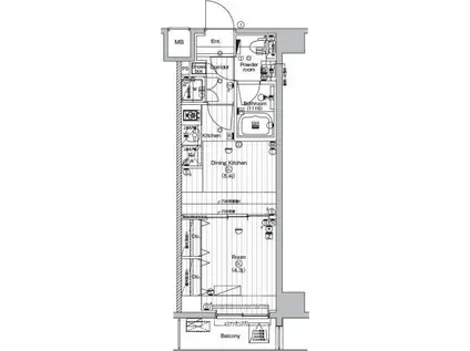 ザプレミアムキューブG潮見(1DK/1階)の間取り写真