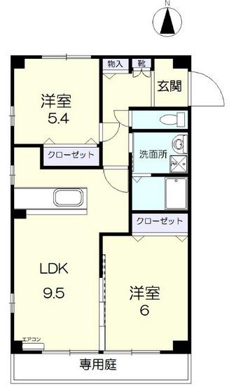 リーフミナン(2LDK/1階)の間取り写真