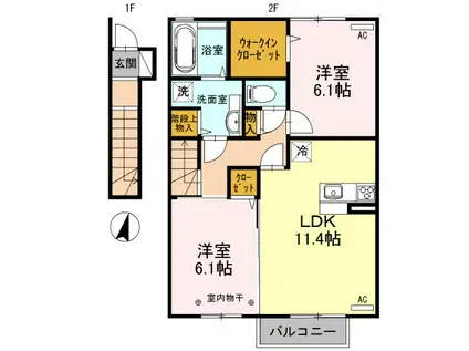 フィガロ(2LDK/2階)の間取り写真