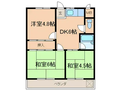 グラントピア玉出(3DK/3階)の間取り写真