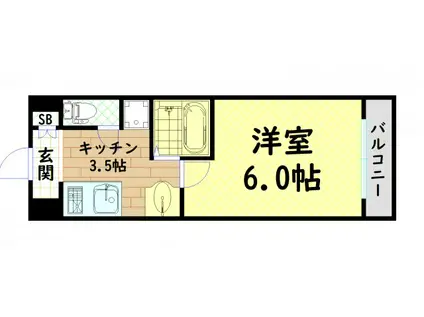 グランパシフィック堀江ウエスト(1K/6階)の間取り写真