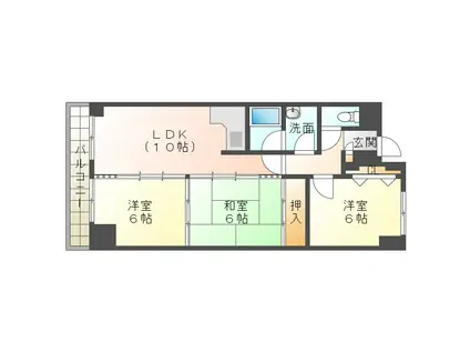 サンシティ苫小牧(3LDK/4階)の間取り写真