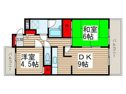 ニューオクトピアモリタマンション(2DK/2階)の間取り写真