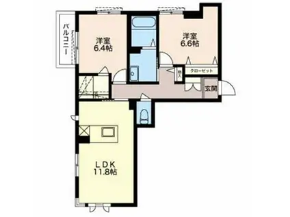 ファーストヒル大町(2LDK/1階)の間取り写真