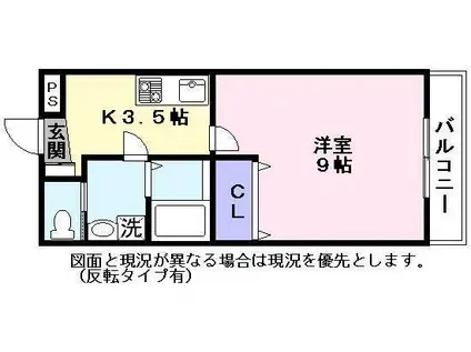 近江鉄道本線 高宮駅(滋賀) 徒歩7分 3階建 築18年(1K/3階)の間取り写真