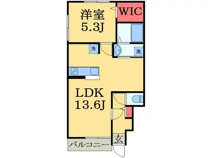 プランドールおゆみ野(1LDK/1階)の間取り写真