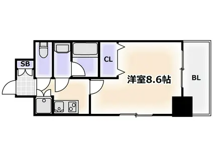 レジュールアッシュ天王寺(1K/6階)の間取り写真