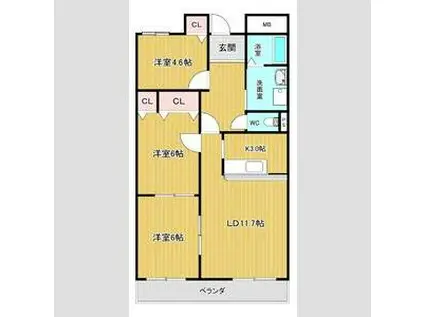 グランドヒルズ日進(3LDK/1階)の間取り写真