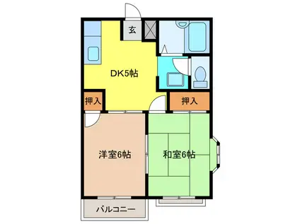 グリーンヒル扶桑II(2DK/1階)の間取り写真