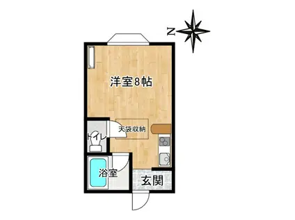 アトムハイツII(ワンルーム/2階)の間取り写真