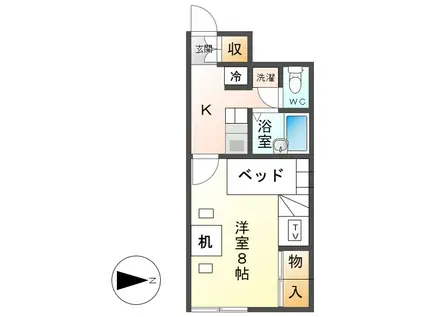 レオパレスクレール本郷(1K/1階)の間取り写真