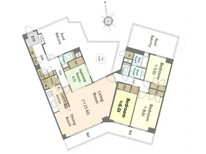 ルネ門前仲町(4LDK/8階)の間取り写真
