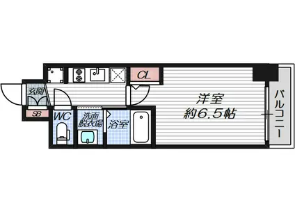 クリスタルグランツ難波ウエスト(1K/10階)の間取り写真