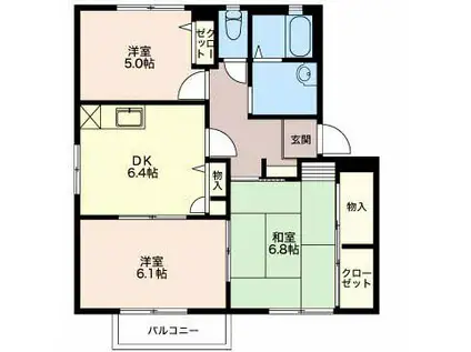 フォーレス安曇野(3DK/1階)の間取り写真