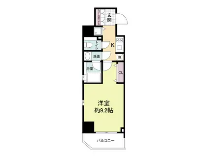 FORTUNEY大手前(1K/6階)の間取り写真