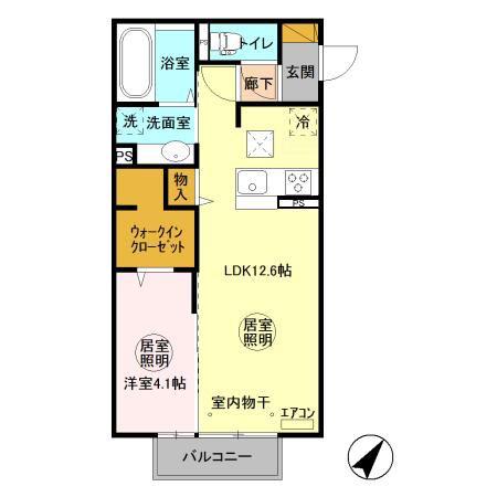 シャルマンコーポAB B(1LDK/1階)の間取り写真