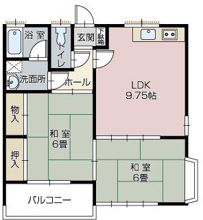 ルブールパレス(2LDK/2階)の間取り写真