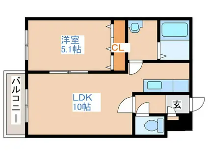 プラチナコートN18(1LDK/1階)の間取り写真